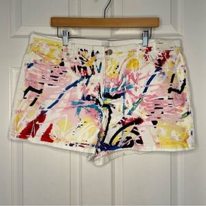 NY&C Soho White Painted Shorts colorful pattern NWT- 18
